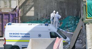 Gardaí at the scene at Greenstar Recycling, Fassaroe, Bray, Co Wicklow where the body of a newborn baby was discovered. Photograph: Colin Keegan/Collins Dublin.