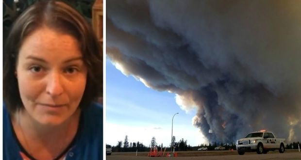 Orla Healy, from Newbridge, Co Kildare, had to leave her home in Fort McMurray on Tuesday along with the city’s 88,000 inhabitants.
