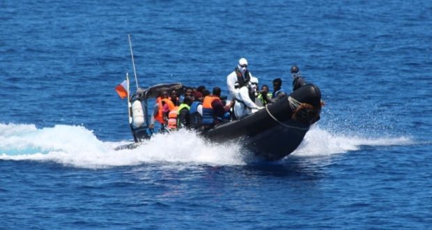 Irish naval vessel the LÉ Róisín has rescued 125 migrants in an operation in the Mediterranean. File photograph: Defence Forces