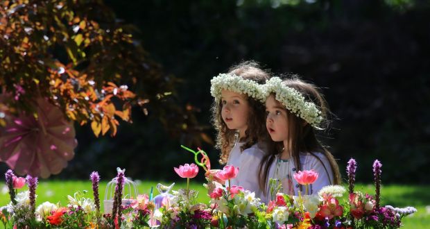 Captured at the launch of Bloom 2016 were Eva Casey (5) and Doireann McNally (5). It takes place from June 2nd-6th in the Phoenix Park and organisers say it will be the biggest to date. Photograph: Nick Bradshaw