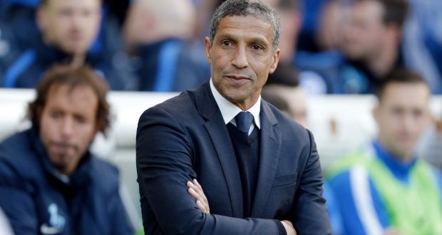 Chris Hughton has signed a new four-year contract with Brighton & Hove Albion. Photograph: Henry Browne/Action Images via Reuters/Livepic