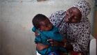 Modu and her baby Fatima in the NYSC camp in Maiduguri, Borno State. Photograph: Sally Hayden