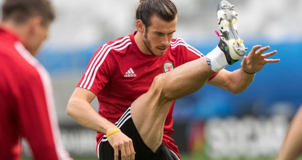 Wales foward Gareth Bale takes a part in a training session in Bordeaux  prior to the start of the Euro 2016. Photograph: Joe Klamar/AFP Photo/Getty Images