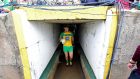 Michael Murphy leads the Donegal team on to the pitch at Ballybofey before their match against Fermanagh. Photograph: Lorcan Doherty/Inpho/Presseye