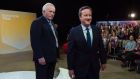 British Prime Minister David Cameron (right) appears in a special referendum edition of BBC One’s Question Time, hosted by David Dimbleby, at the MK Arena in Milton Keynes, Buckinghamshire. Photograph: Stefan Rousseau/PA 