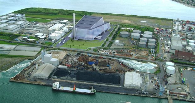 A computer-generated image of the planned Poolbeg incinerator in Dublin.