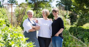 Tessa Perry, seen with her sisters Keziah and JoJo, says an excess of ego isn’t the problem it can be in many male-dominated kitchens as there are six women working alongside the four Perry sisters. Photograph: Emma Jervis photography