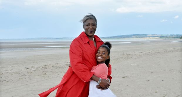 Princess Khumalo: with daughter Ivana at the beach near Mosney refugee centre, where they share a small house. Photograph: Alan Betson