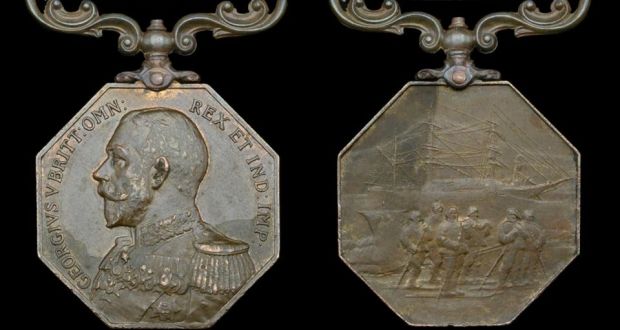 The medal awarded to Timothy McCarthy for his role in Shackleton’s epic sea rescue in the Antarctic Ocean in 1916.  Photograph: Jan Starnes