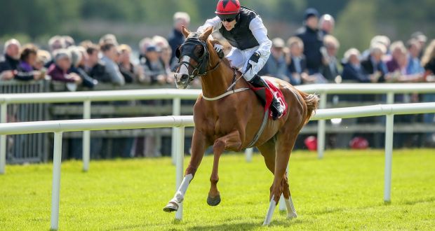 Finian Maguire on board the Dermot Weld-trained Time To Inspire goes clear to win an amateur race by ten lengths at Ballybrit last year. Photograph: James Crombie