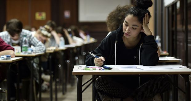 Students take the philosophy exam, the first test session of the 2016 Baccalaureate at the Fustel de Coulanges high school in Strasbourg, eastern France. Photograph: Getty Images