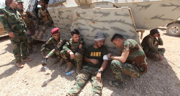 Kurdish Peshmerga forces in southeast Mosul, Iraq. Photograph: Azad Lashkari/Reuters