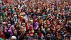 Kashmiri Muslims shout pro-freedom slogans during the funeral of four civilians at Aaripanthan village on Tuesday. The four were killed after Indian police and paramilitary forces opened fire on protesters early in the morning, locals said. Photograph: Farooq Khan/EPA