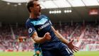Middlesbrough’s Christian Stuani celebrates scoring their first goal in the premier league game against Middlesbrough at the  Stadium of Light. Photograph:  Lee Smith/Action Images via Reuters/Livepic