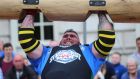 Ireland’s Sean O’Hagan lifts a massive log during the UK Strongest Man 2016 heats at Belfast City Hall, Belfast. Photograph: Niall Carson/PA Wire