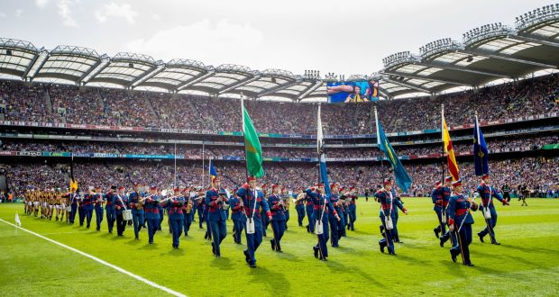 Yesterday’s GAA All-Ireland senior hurling final at Croke Park: Cllr Mannix Flynn is triggering a debate about the connotations and effects of the Artane Band’s name. Photograph: James Crombie 