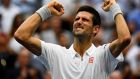  Novak Djokovic of Serbia celebrates defeating Gael Monfils of France  during their semi-final match at Flushing Meadows. Photograph:  Alex Goodlett/Getty Images