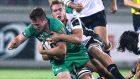 Connacht’s Jack Carty is  tackled by Edoardo Padovani of Zebre during the  Guinness Pro 12 game at  Lanfranchi Stadium in Parma. Photograph: Matteo Ciambelli/Inpho