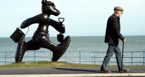The bronze sculpture by Patrick O’Reilly at the seafront, at Greystones, Co Wicklow. The most expensive postal district was Greystones, where the average dwelling price was €404,717, according to filings in the year to July 2016. Photograph: Eric Luke 