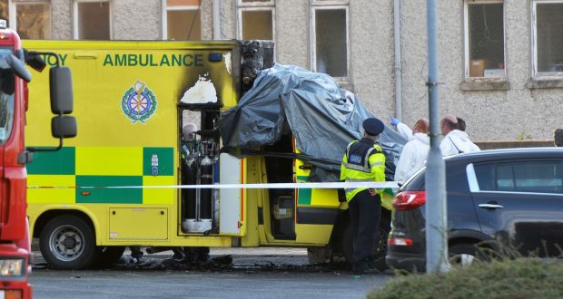The scene at Naas General Hospital after a fatal explosion inside an ambulance. Photograph: Alan Betson/The Irish Times