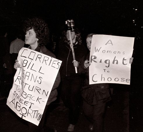 1980: Picketing the British embassy in Dublin in protest against the Abortion Bill which was under discussion in the British House of Commons at the time. The picket was organised by the 32-County Feminist Federation, and the protesters carried placards calling for women to have the right to choose whether they should have abortions or not.  Photograph: Pat Langan/The Irish Times 