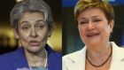  Head of Unesco Irina Bokova   and Bulgarian EU commissioner Kristalina Georgieva  who has replaced Ms Bokova as the country’s candidate to succeed Ban Ki-moon as secretary general of the United Nations. Photograph: Kena Betancur,Emmanuel Dunand/AFP/Getty Images