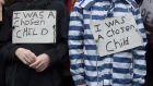 Chosen children: such a slogan screams that adults are all-powerful. They have the right to exclude others from even being defined as human. Photograph: Clodagh Kilcoyne/Reuters