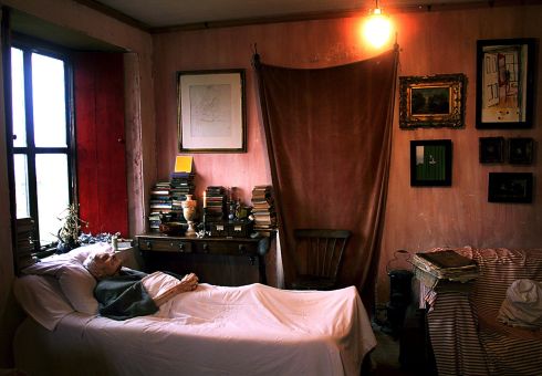 Writer Francis Stuart laid out in his cottage in County Clare following his death in 2000. Photograph: Eric Luke
