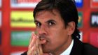 Wales manager Chris Coleman during a  press conference at the Ernst Happel Stadium, Vienna. Photograph: John Walton/PA Wire. 