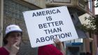 A Pro-Life Coalition of Pennsylvania rally outside Dr Kermit Gosnell’s closed abortion clinic in Philadelphia. Three years ago, Dr Gosnell was convicted of the first-degree murder of three infants, the involuntary manslaughter of a patient  and other felony counts. Photograph: Jessica Kourkounis/Getty Images