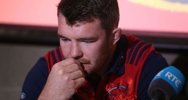 Munster captain Peter O’Mahony before the media at the University of Limerick. Photograph: Niall Carson/PA Wire