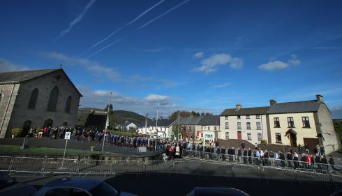 People queue up to pay their respects to late Munster head coach Anthony Foley at St Flannan's Church, Killaloe in Co Clare, ahead of his funeral. Photograph: Niall Carson/PA Wire