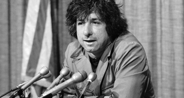 New Left stalwart: Tom Hayden at a press conference in Los Angeles in 1973. Photograph: George Brich/AP