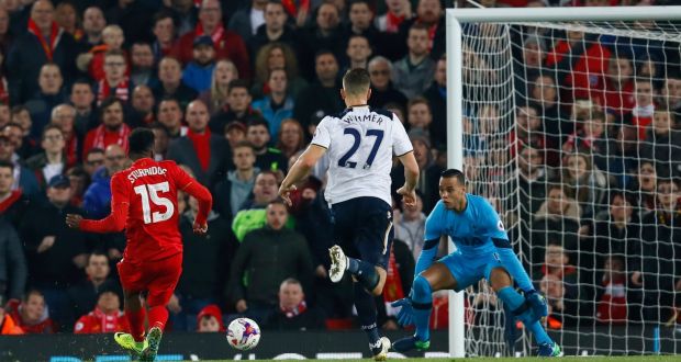 Daniel Sturridge scored twice as Liverpool beat Spurs at Anfield. Photograph: Reuters