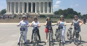 Marie-Claire Digby (far left) on a cycling tour of Washington DC. 