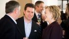 Teneo cofounder Declan Kelly (second from left) with Democratic presidential nominee Hillary Clinton: details of  firm’s connections with the Clintons were revealed in emails leaked by Wikileaks