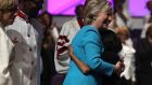  Hillary Clinton hugs eleven year-old Gabrielle Green during church services at Mt Airy Church of God in Christ  in Philadelphia, Pennsylvania. Photograph: Justin Sullivan/Getty Images