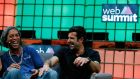 Dream Football founder and former soccer player Luis Figo (right) together with his Brazilian team colleague Ronaldinho at the Web Summit in Lisbon. Photograph: EPA