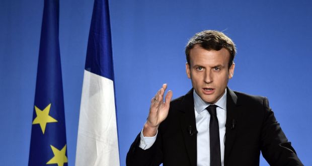 Former French economy minister Emmanuel Macron announcing his candidacy for next year’s presidential election on Wednesday. Photograph: Philippe Lopez/AFP/Getty Images