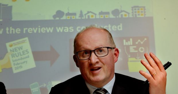 Central Bank governor  Philip Lane  announcing the revised mortgage lending rules. Photograph: Alan Betson