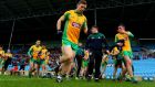 Corofin’s Ciaran McGrath taking to the field for the Connacht club championship semi-final against Castlebar Mitchels at MacHale Park. Photograph: INPHO/James Crombie