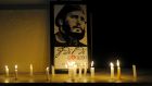 Students light candles in honour of former Cuban revolutionary leader Fidel Castro a day after his death, at the Havana University. Photograph: AFP/Getty Images
