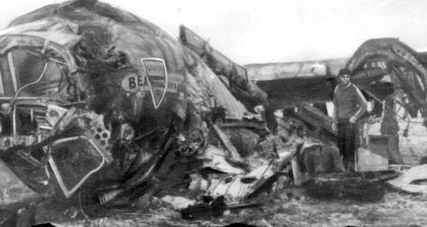 Wreckage from the Munich air crash in 1958 in which eight Manchester United players were among the 23 people killed