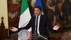 Italian prime minister Matteo Renzi during a press conference in Rome, Italy, December 4th, 2016, during which he announced his intention to resign, after the referendum on constitutional reform. Photograph: Alessandro Di Meo