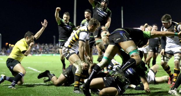 Connacht’s Naulia Dawai scores a late try against Wasps in their Champions Cup clash. Photo: Morgan Treacy/Inpho