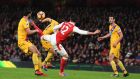 Olivier Giroud’s stunning first half effort set up a comfortable win for Arsenal over Cyrstal Palace. Photograph: Getty/Shaun Botterill 
