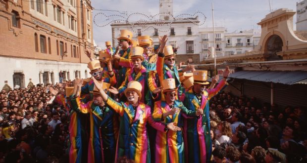 Cádiz’s “carnaval”  is known for its concerts, cultural events, flamboyant costumes and general revelry. Photograph: Vittoriano Rastelli/Corbis via Getty Images