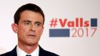 Former prime minister of France Manuel Valls unveils his election platform to the media in Paris on Tuesday ahead of the Socialist Parties presidential primaries later this month. Photograph: Charles Platiau/Reuters