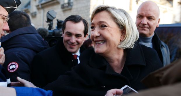 Marine Le Pen, FN leader and a candidate in France’s presidential election. “If we have peaceful relations between the US, France and Russia, it will be good for the entire world,” Photograph: Charly Triballeau/AFP/Getty Images
