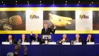 David McCann (centre), chairman of Fyffes, at the company’s AGM recently. Photograph: RollingNews.ie